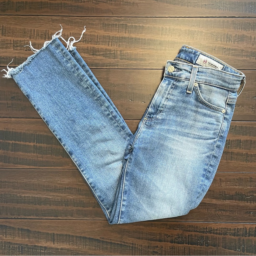 AG Adriano Goldschmied Mari High Rise Straight Jeans with Raw Hem